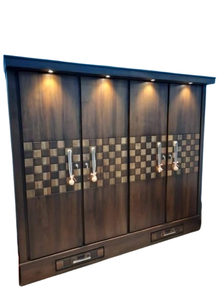 4 Door Base Teak Wardrobe with light