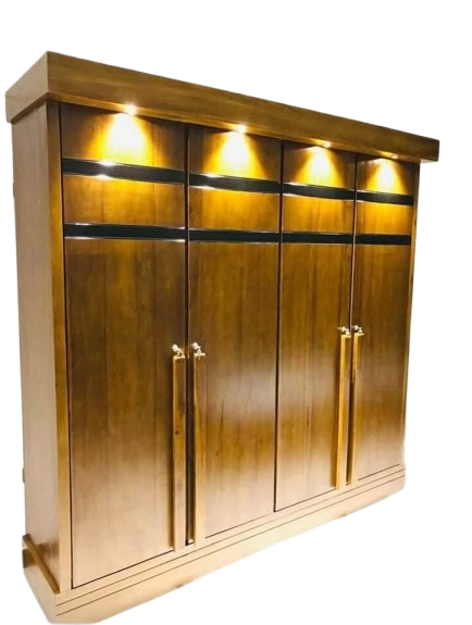 4 Door Base Teak Wardrobe with light