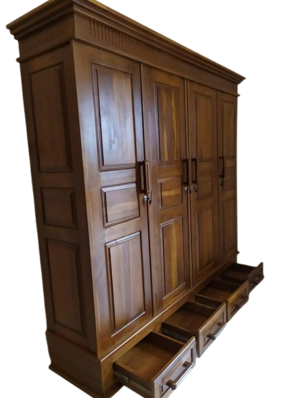 4 Door Base Teak Wardrobe with Drawer